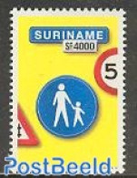 Suriname, Republic 2002 Traffic Sign, Pedestrial Zone 1v, Mint NH, Transport - Traffic Safety - Unfälle Und Verkehrssicherheit