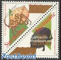 Suriname, Republic 2003 Insects 2v Overprinted, Mint NH, Nature - Insects - Surinam