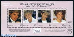 Tonga 1998 Death Of Diana 4v M/s, Mint NH, History - Charles & Diana - Kings & Queens (Royalty) - Royalties, Royals