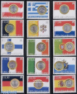 Vatican 2004 Euro Coins/countries 15v, Mint NH, History - Various - Europa Hang-on Issues - Flags - Money On Stamps - Neufs
