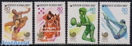 Korea, South 1987 Olympic Games Seoul 4v, Mint NH, Nature - Sport - Horses - Olympic Games - Swimming - Tennis - Nuoto