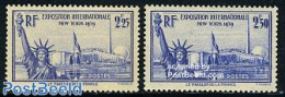 France 1939 N.Y. World Expo 2v, Mint NH, Various - World Expositions - Art - Sculpture - Neufs