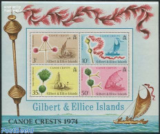 Gilbert And Ellice Islands 1974 Canoes S/s, Mint NH, Sport - Transport - Kayaks & Rowing - Ships And Boats - Rudersport