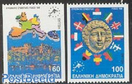 Greece 1988 European Ministers Conference 2v Coil, Mint NH, History - Various - Europa Hang-on Issues - Maps - Art - C.. - Neufs
