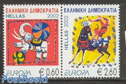 Greece 2002 Europa, Circus 2v [:], Mint NH, History - Nature - Performance Art - Europa (cept) - Elephants - Circus - Unused Stamps