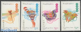Hong Kong 1998 Dragons 4v, Mint NH, Nature - Sport - Butterflies - Insects - Kiting - Unused Stamps