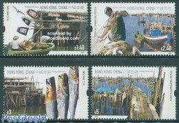 Hong Kong 2005 Fishing Villages 4v, Joint Issue Portugal, Mint NH, Nature - Transport - Various - Fish - Fishing - Shi.. - Neufs