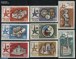 Hungary 1958 World Expo 8v, Mint NH, History - Various - Coat Of Arms - World Expositions - Art - Bridges And Tunnels .. - Unused Stamps