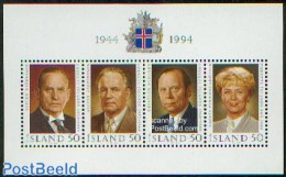 Iceland 1994 Republic Anniversary S/s, Mint NH, History - Politicians - Neufs