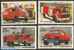 Korea, North 1987 Fire Brigade 4v, Mint NH, Transport - Automobiles - Fire Fighters & Prevention - Autos