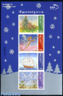 Greece 2010 Christmas 4v S-a M/s, Mint NH, Nature - Religion - Transport - Birds - Angels - Christmas - Ships And Boats - Nuovi