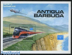 Antigua & Barbuda 1986 Ameripex S/s, Mint NH, Transport - Aircraft & Aviation - Railways - Vliegtuigen