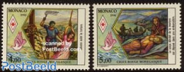 Monaco 1990 Red Cross 2v, Mint NH, Health - Religion - Transport - Red Cross - Religion - Ships And Boats - Nuovi
