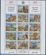 Monaco 1997 Grimaldi Dynasty 13v M/s, Mint NH, History - Nature - Transport - Coat Of Arms - History - Kings & Queens .. - Neufs