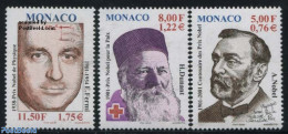 Monaco 2001 Nobel Prize 3v, Mint NH, Health - History - Science - Red Cross - Nobel Prize Winners - Physicians - Nuevos