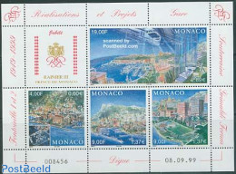 Monaco 1999 Construction Projects S/s, Mint NH, Transport - Railways - Ships And Boats - Art - Modern Architecture - Unused Stamps