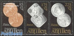 Netherlands Antilles 1997 Coins 3v, Mint NH, Various - Money On Stamps - Munten