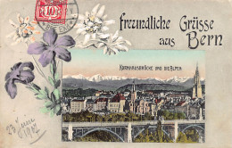 BERN - Kornhausbrücke Und Die Alpen - Blumen - Verlag F. Oesch-Muller  - Berne