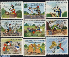 Romania 1986 Disney, Film 9v, Mint NH, Performance Art - Film - Music - Art - Disney - Unused Stamps