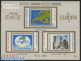 Romania 1981 KSZE S/s, Mint NH, History - Transport - Various - Europa Hang-on Issues - Aircraft & Aviation - Maps - Neufs