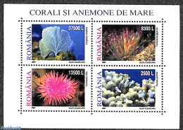 Romania 2001 Corals 4v M/s, Mint NH, Nature - Corals - Ongebruikt