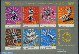 Yemen, Arab Republic 1971 Olympic Games 7v Imperforated M/s, Mint NH, Nature - Sport - Horses - Gymnastics - Kayaks & .. - Gymnastiek