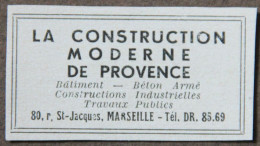 Publicité : La Construction Moderne De Provence, à Marseille, 1951 - Reclame