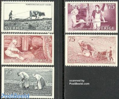 Sweden 1973 Nordic Museum 5v, Mint NH, Health - Nature - Various - Bread & Baking - Cattle - Agriculture - Art - Museums - Unused Stamps