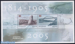 Sweden 2005 Sweden-Norway S/s, Mint NH, Transport - Automobiles - Art - Bridges And Tunnels - Ongebruikt