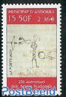 Andorra, French Post 2000 National Archives 1v, Mint NH, Art - Cave Paintings - Libraries - Ungebraucht