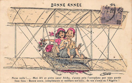 Caricature CHAGNY - Bonne Année - Ali & Aïcha Sur Un Aéroplane  - Scenes