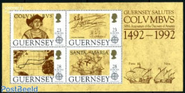 Guernsey 1992 Europa, Discovery Of America S/s, Mint NH, History - Transport - Various - Europa (cept) - Explorers - S.. - Onderzoekers