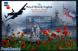 Gibraltar 2011 90 Years British Legion S/s, Mint NH, Nature - Transport - Flowers & Plants - Aircraft & Aviation - Shi.. - Vliegtuigen