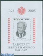 Monaco 2005 Death Of Rainier III S/s, Mint NH, History - Kings & Queens (Royalty) - Ungebraucht