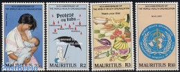 Mauritius 1988 40 Years W.H.O. 4v, Mint NH, Health - Nature - Food & Drink - Health - Fish - Fruit - Food
