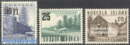 Norfolk Island 1960 Definitives Overprinted 3v, Mint NH, Transport - Aircraft & Aviation - Flugzeuge