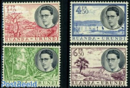 Ruanda-Urundi 1955 Definitives 4v, Mint NH, Nature - Birds - Trees & Forests - Rotary Club
