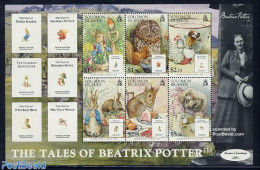 Solomon Islands 2006 Beatrix Potter 6v M/s, Mint NH, Nature - Hedgehog - Owls - Rabbits / Hares - Art - Children's Boo.. - Islas Salomón (1978-...)