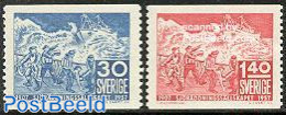 Sweden 1957 Sea Life Saving Association 2v, Mint NH, Transport - Ships And Boats - Unused Stamps