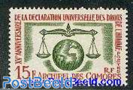 Comoros 1963 Human Rights 1v, Mint NH, History - Science - Various - Human Rights - United Nations - Weights & Measure.. - Comoren (1975-...)