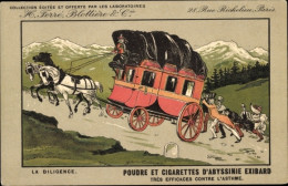 CPA Reklame, Poudre Et Cigarettes D'Abyssinie Exibard, H. Ferre, Blottiere & Cie, Paris, La Diligence - Pubblicitari