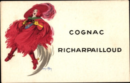 Artiste CPA Cognac Richarpailloud, Tänzer, Rotes Kostüm, Federhut, Reklame - Pubblicitari