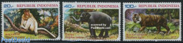 Indonesia 1977 Animals 3v, Mint NH, Nature - Animals (others & Mixed) - Cat Family - Elephants - Monkeys - Indonesia