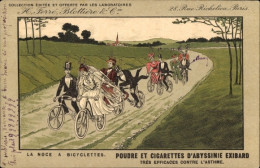 CPA Paris, H. Ferre, Blottiere & Cie, Poudre Et Cigarettes D'Abyssinie Exibard, Noce A Bicyclettes - Publicité