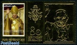 Guyana 2007 Pope Benedict 1v, Gold, Mint NH, Religion - Pope - Pausen
