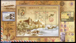 India 2011 Indipex 2011 S/s, Mint NH, Transport - Various - Philately - Stamps On Stamps - Aircraft & Aviation - Ships.. - Ungebraucht