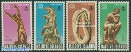 Maldives 1969 Human Rights, Sculptures 4v, Mint NH, History - Human Rights - United Nations - Art - Sculpture - Skulpturen