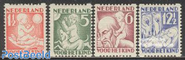 Netherlands 1930 Child Welfare 4v, Syncopatic Perf., Unused (hinged), Nature - Dogs - Ongebruikt