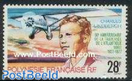 French Polynesia 1977 Charles Lindbergh 1v, Mint NH, Transport - Aircraft & Aviation - Nuevos