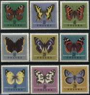 Poland 1967 Butterflies 9v, Mint NH, Nature - Butterflies - Unused Stamps